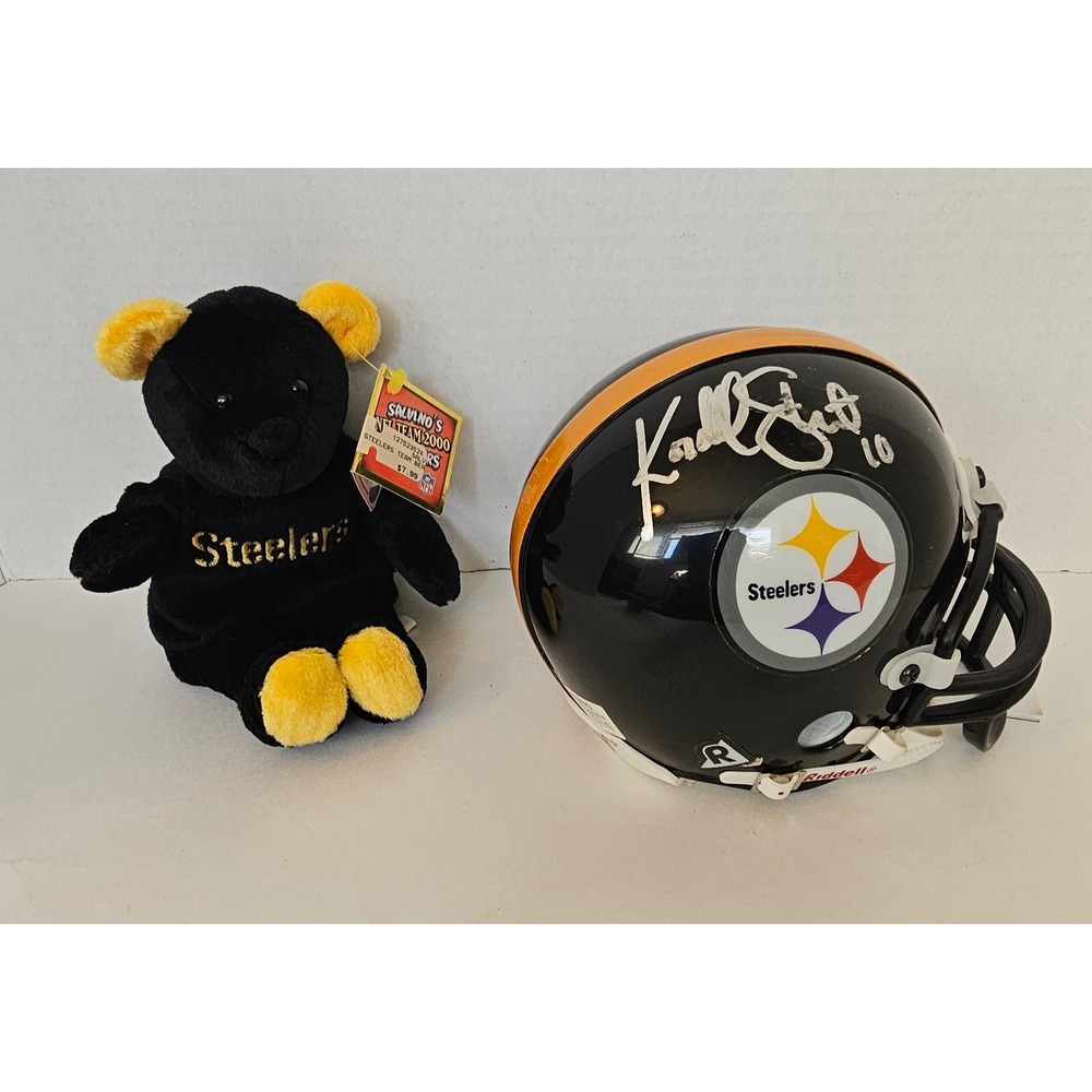 Kordell Stewart Riddell Mini Helmet & Steelers Salvino's Bammers Plush